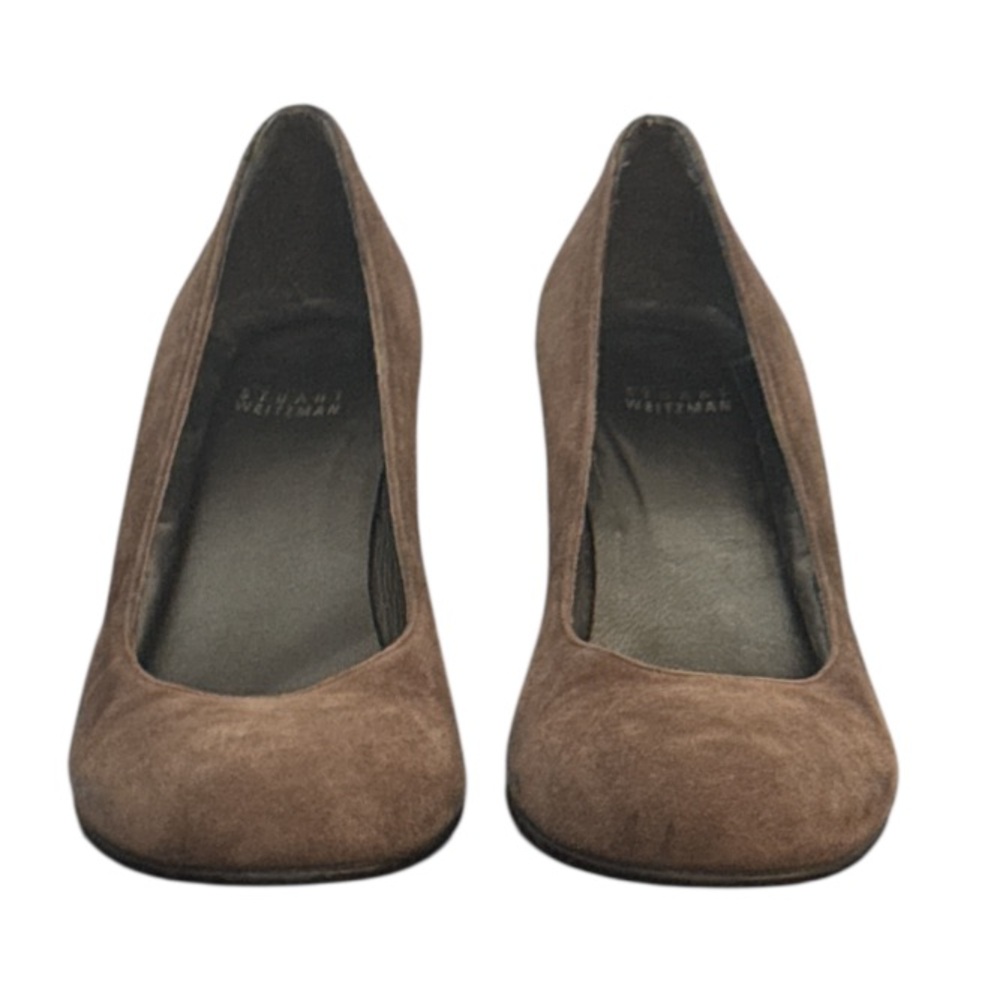 Authentic Stuart Weitzman brown suede, leather designer wedge heels size 8 1/2 - Picture 5 of 13